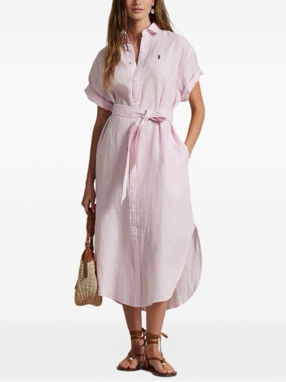 Polo by Ralph Lauren Pink and White Striped Shirt Dress - Picture 3 of 13